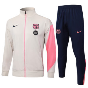 Conjunto Completo Ropa Deportiva Con Cremallera Larga Barcelona 2025 2026 Amarillo Rosa